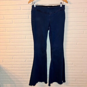 Free People Blue Denim High Waist Stretch Bell Bottoms, Women’s Size 30